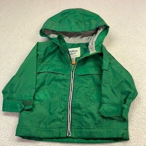 OshKosh B’gosh Green Polyester Hooded Zippered Jacket 6/9 Months